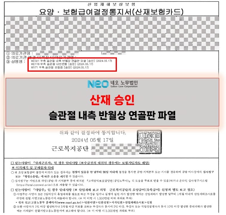 우측 슬관절 내측 반월상 연골판파열 산재승인사례 ㅣ 네오노무법인